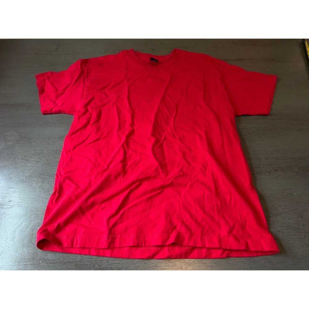 Hanes Beefy-T Mens Large Red Short Sleeve Heavyweight Cotton Crew Neck T-Shirt